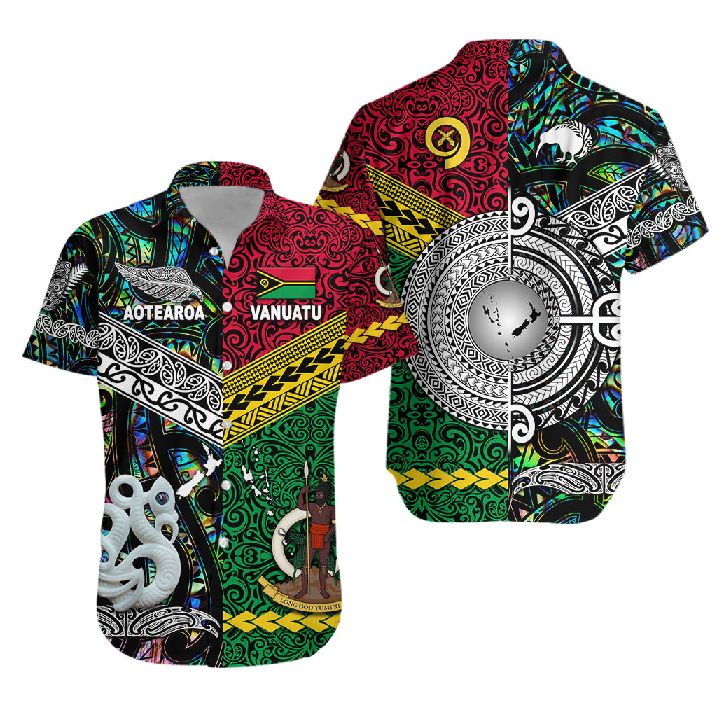 Vanuatu And New Zealand Hawaiian Shirt Together – Paua Shell Lt8