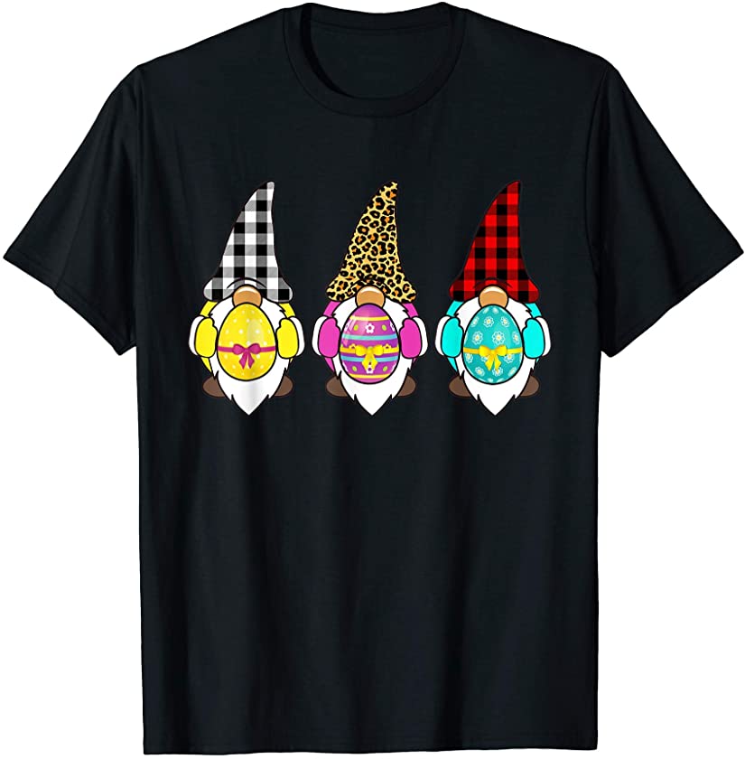 Three Gnomes Bunny Holding Easter Egg Hunting Happy Easter T-Shirt