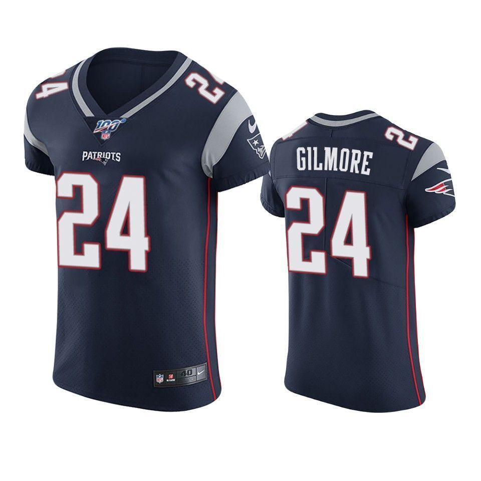 New England Patriots Stephon Gilmore Navy 100Th Season Vapor Elite 3D Jersey