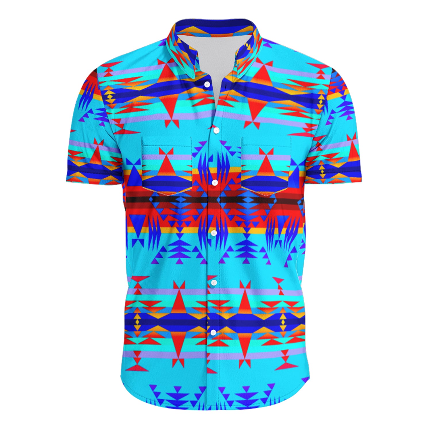 Between The Mountains Blue Button Up Shirt Hawaiian Ha58438