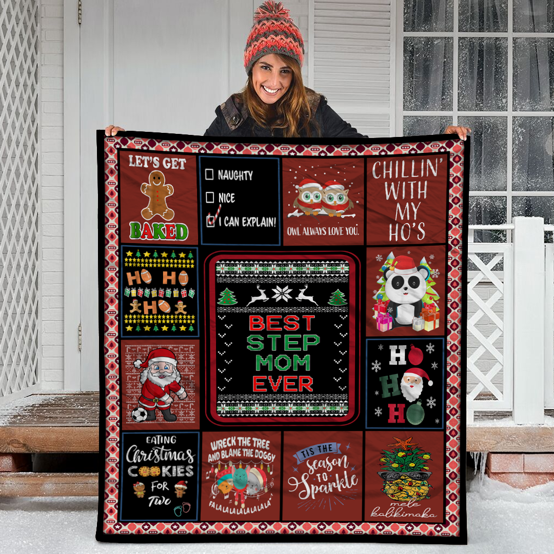 Step Mom Ugly Christmas- Red Color Style 2 Fleece Blanket Small Medium Large X-Large