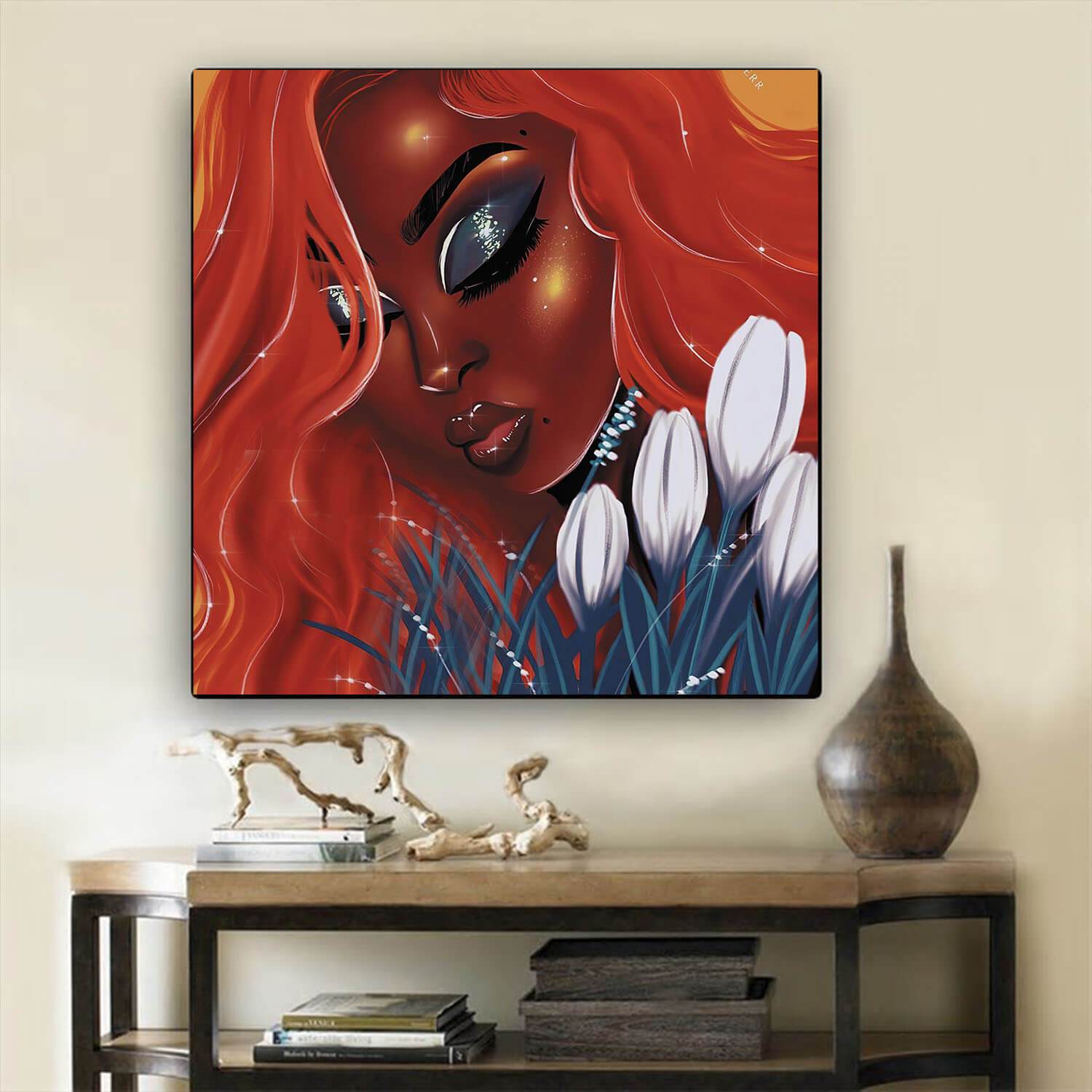 African Canvas Art Pretty Black American Woman African Canvas Afrocentric Home Decor Ideas BPS31712