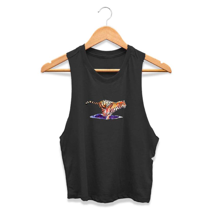 Animal Tiger Gift African Art Orange CPY Womans Crop Tanktop Tee