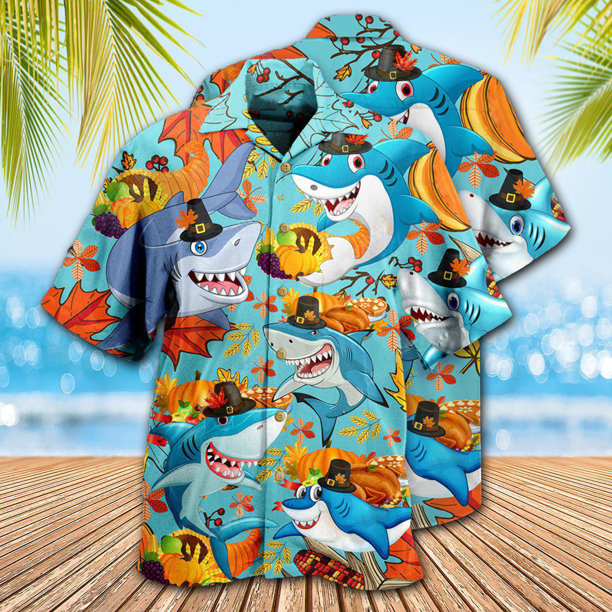 Shark Thanksgiving Funny Style Hawaiian Shirt