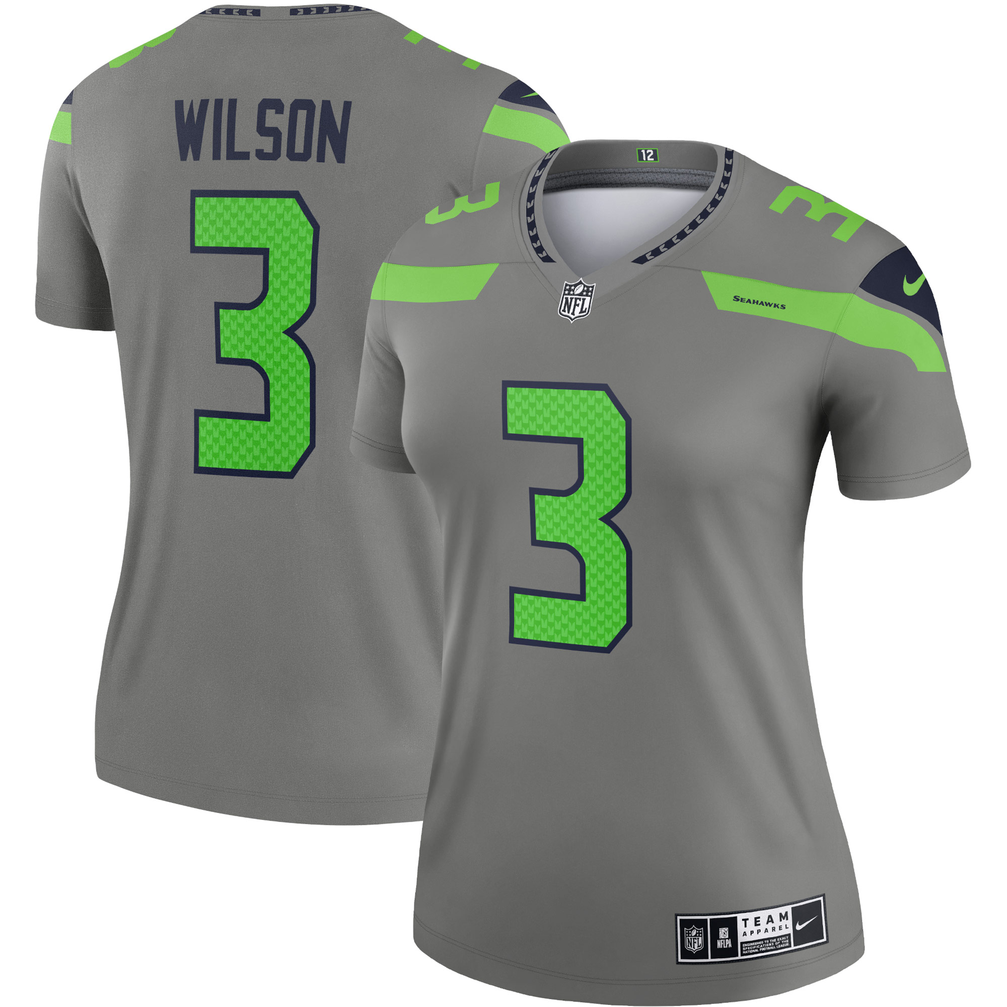 Women’s Seattle Seahawks Russell Wilson Gray Inverted Legend Jersey