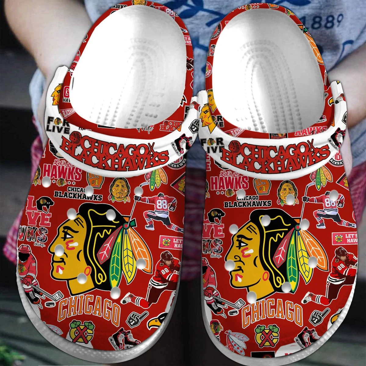 Chicago Blackhawks NHL Sport Crocss Crocband Clogs Shoes Comfortable For Men Women and Kids