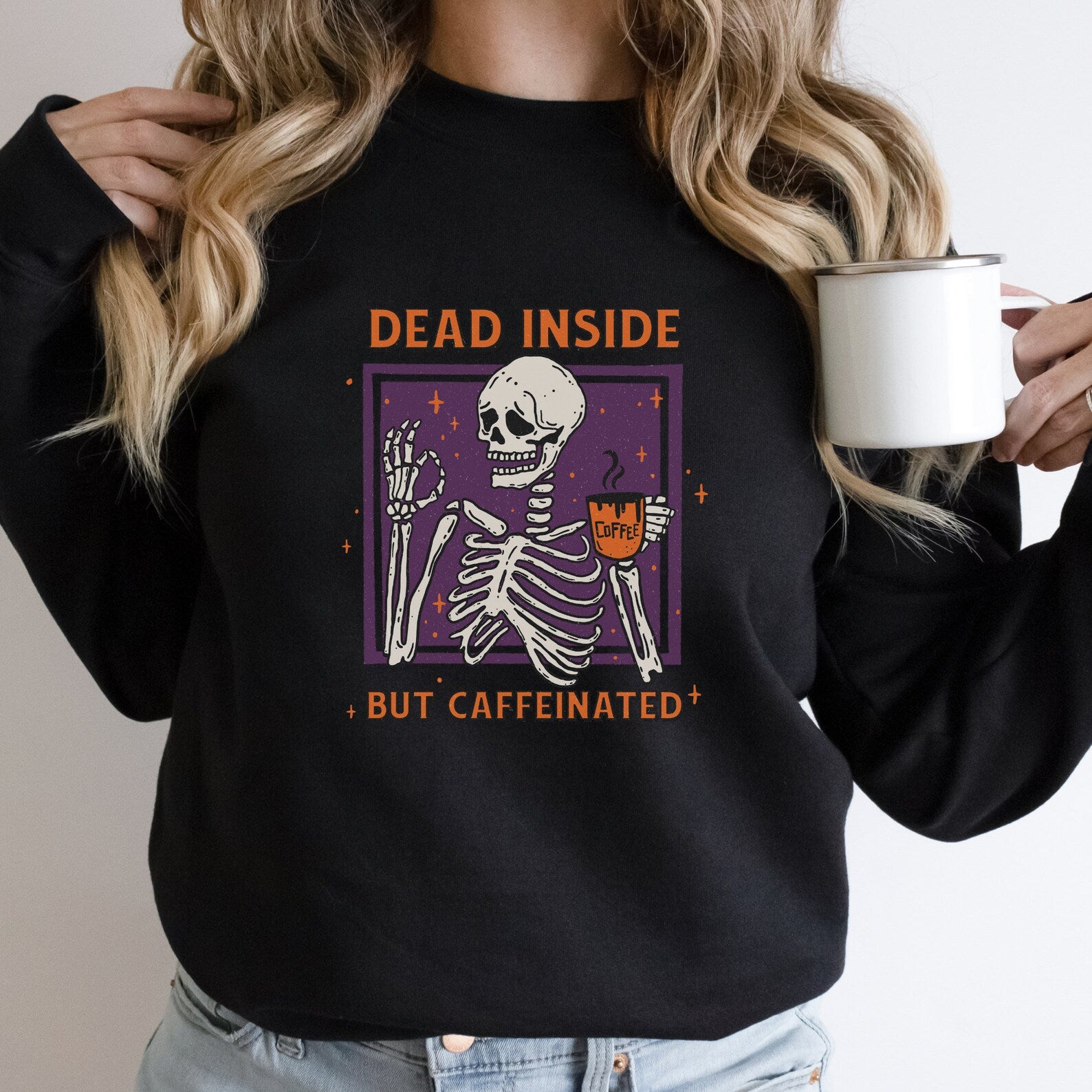 Coffee Lover Halloween 2D Crewneck Sweatshirt All Over Print Sweatshirt For Women Sweatshirt For Men