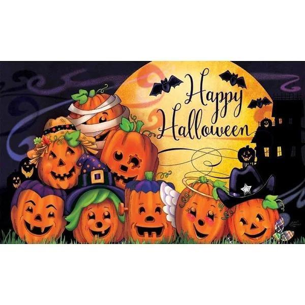 Happy Halloween Jack O’ Lantern And Bats Halloween Doormat Indoor And Outdoor Mat Entrance Rug Funny Home Decor Closing Gift Gift For Friend Family Gift Idea