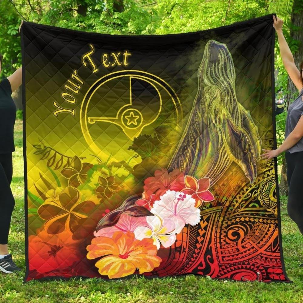 [Custom Personalised] Yap Premium Quilt – Humpback Whale With Tropical Flowers (Yellow)