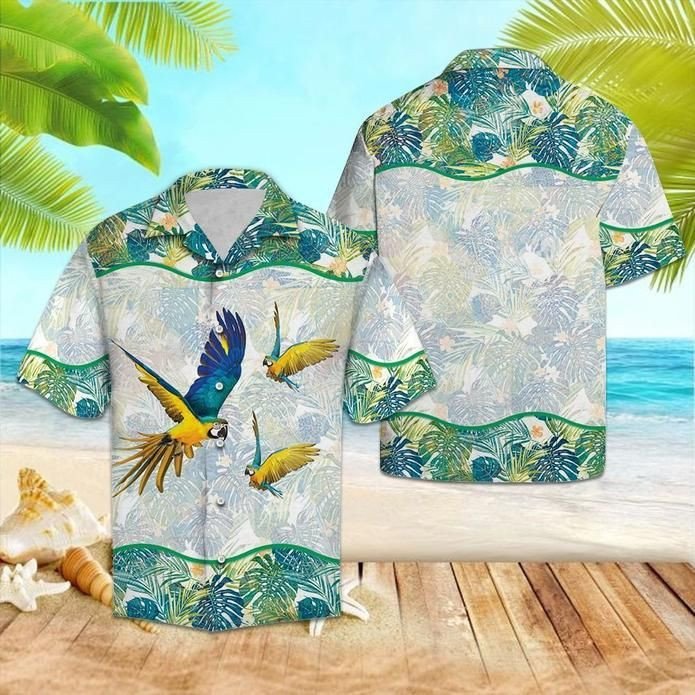 Parrot Tropical Hawaii Graphic Print Short Sleeve Hawaii Shirt Size S Ha91455