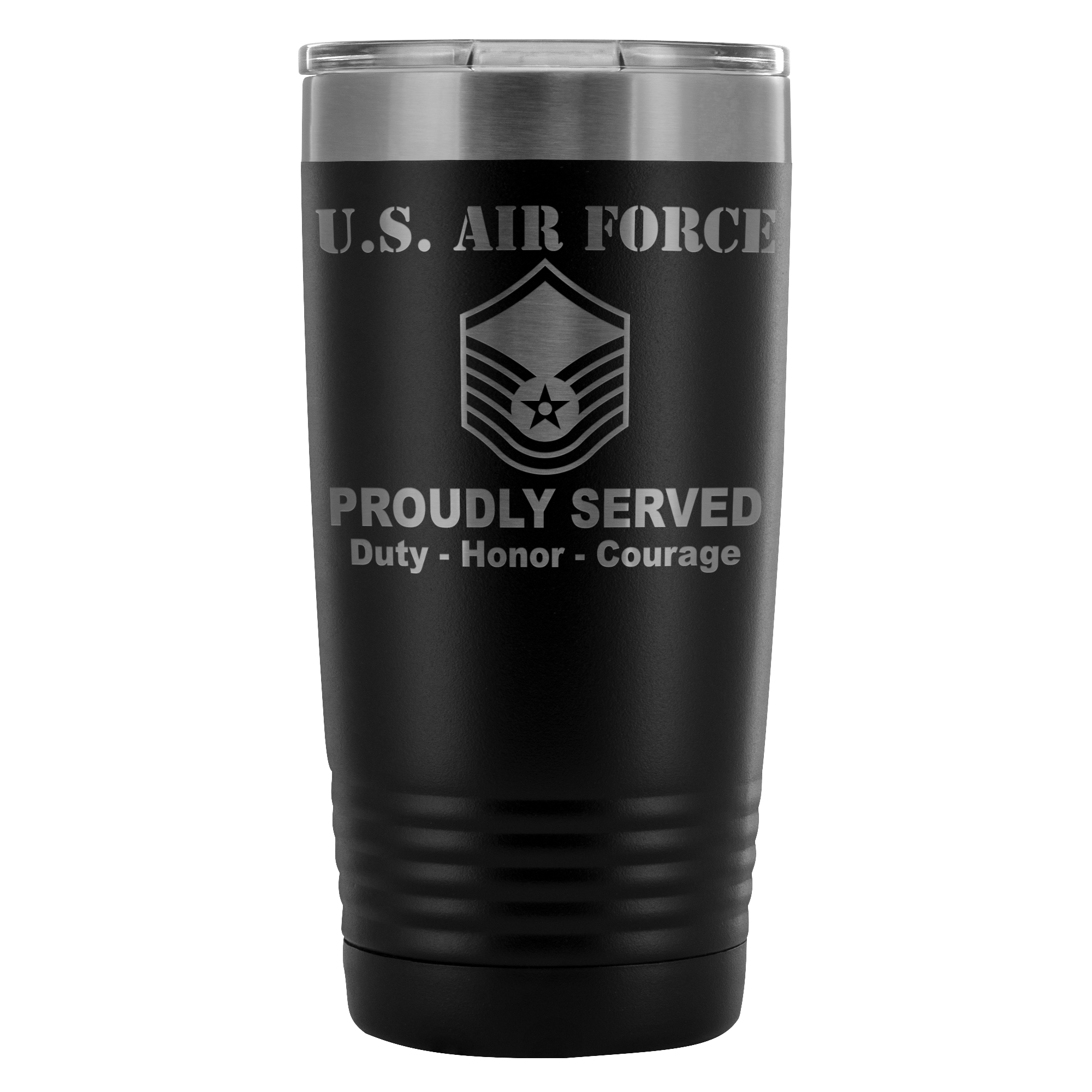 US Air Force E-7 Master Sergeant MSgt E7 Noncommissioned Officer Proudly Served – 20 Oz Ounce Vacuum Tumbler