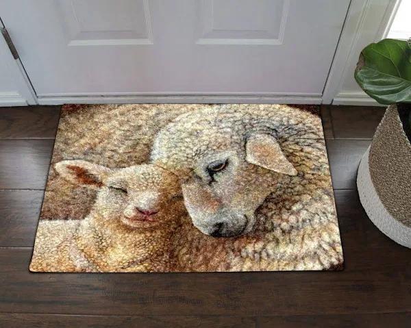 Mother Sheep And Her Lamb Animal Doormat Welcome Mat Farm Rug Housewarming Gift Gift For Famer Friend Family Gift For Sheep Lover Farm Animal Lovers