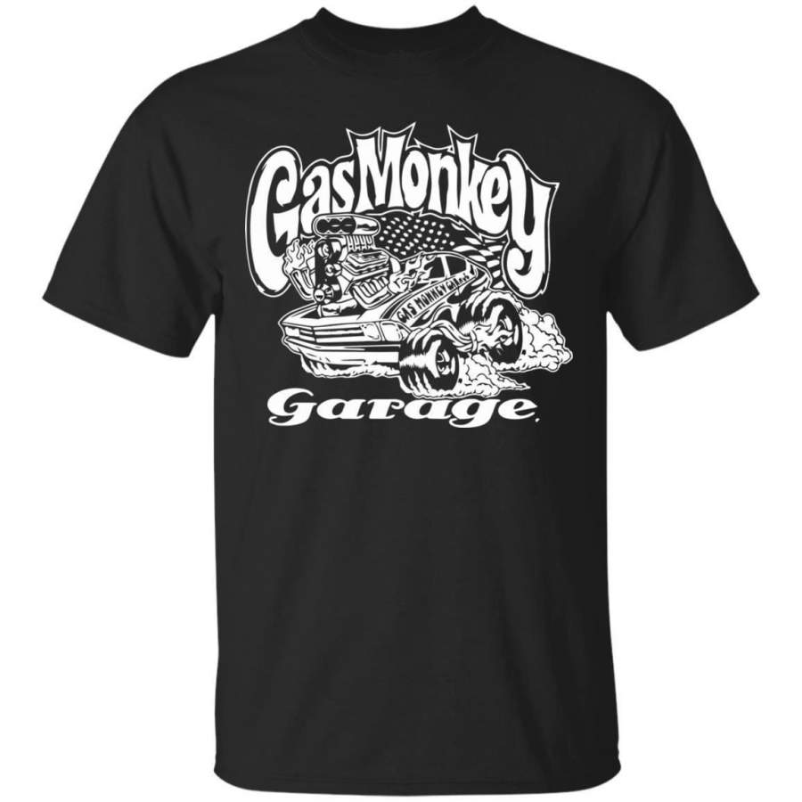 Gas Monkey Garage Essentials White Car Official Black T-Shirt Mens S-3XL