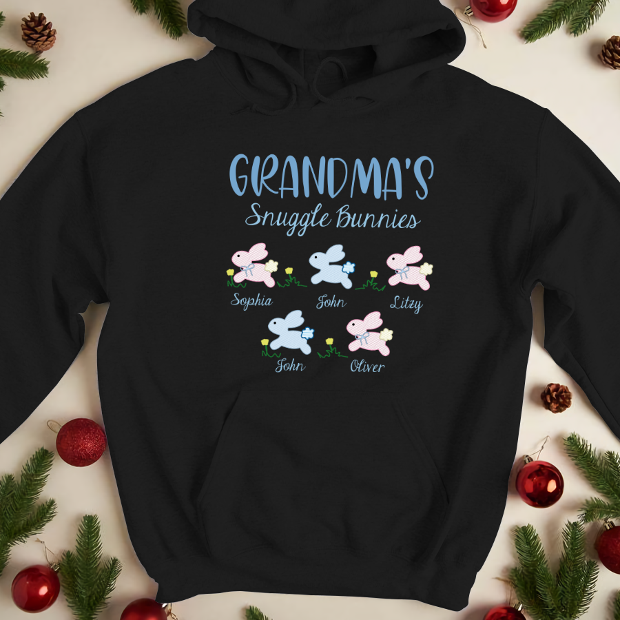 Personalized Grandma’S Snuggle Bunnies And Grandkids Easter Bunny Hoodie