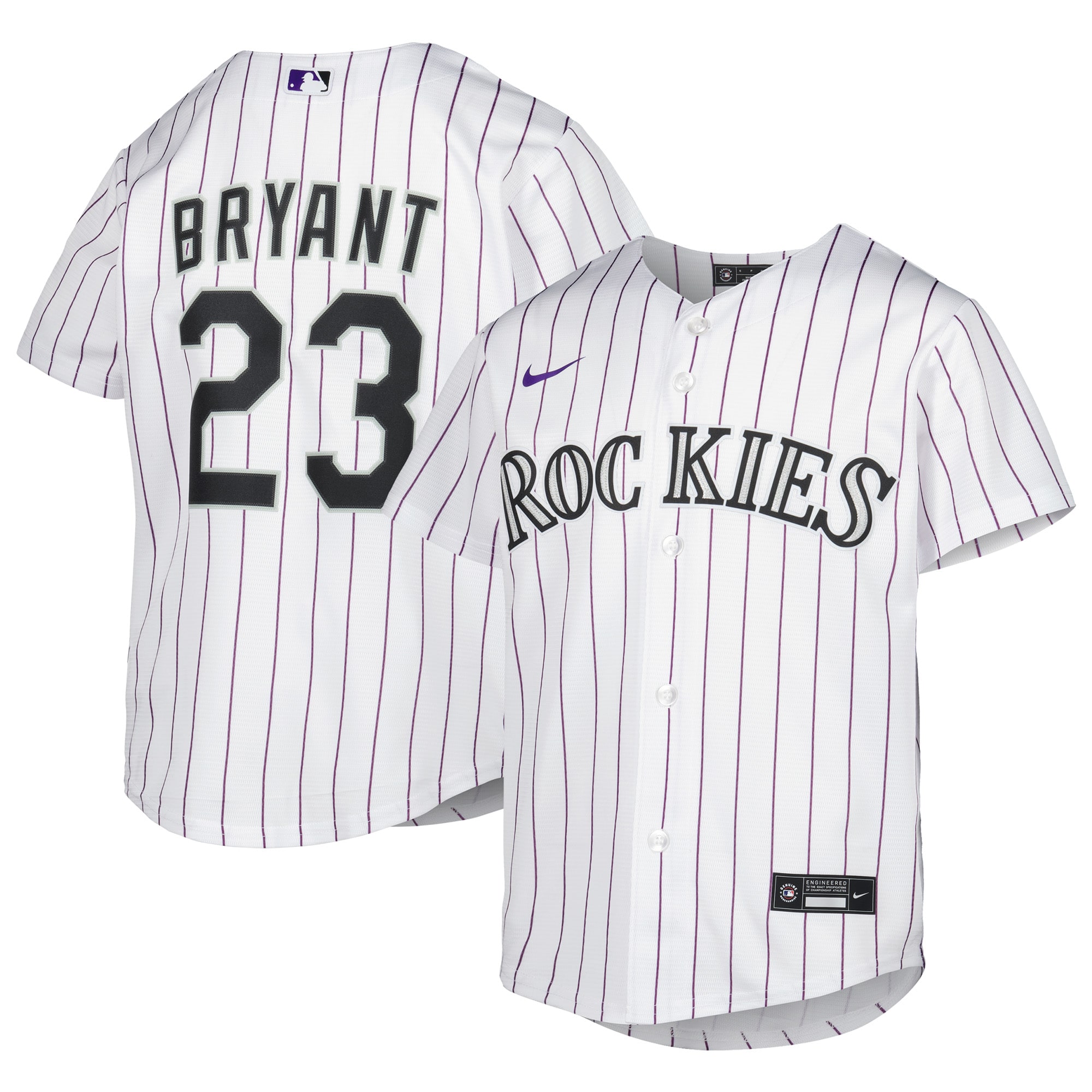 Youth Colorado Rockies Kris Bryant White Alternate Player Jersey