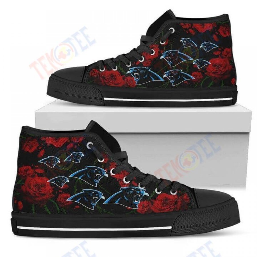 Mens Womens Lovely Rose Thorn Incredible Carolina Panthers High Top Shoes TMT797