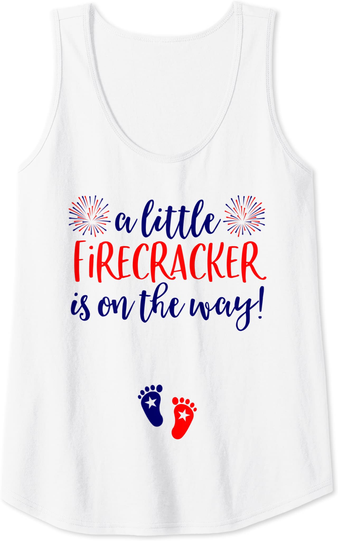 Womens 4th of July Pregnancy Announcement Shirt Couples Baby Reveal Tank Top