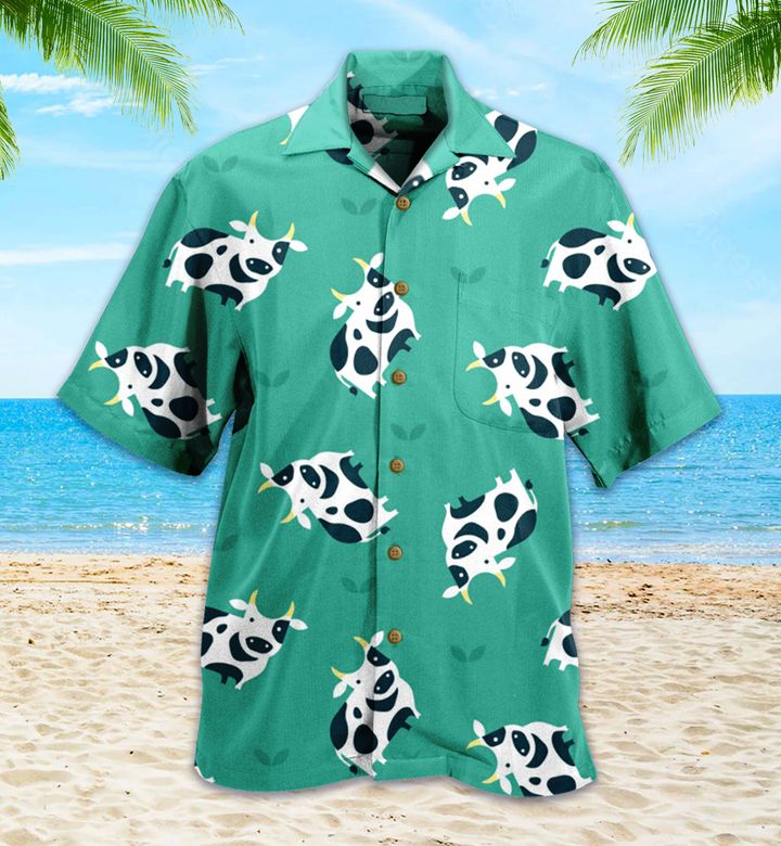 Funny Cow Green Pattern Hawaii Shirt Ha32732