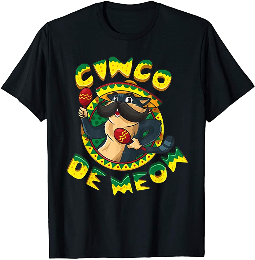 Cinco De Meow | Cat Kitten Sombrero Maracas Tee T-Shirt