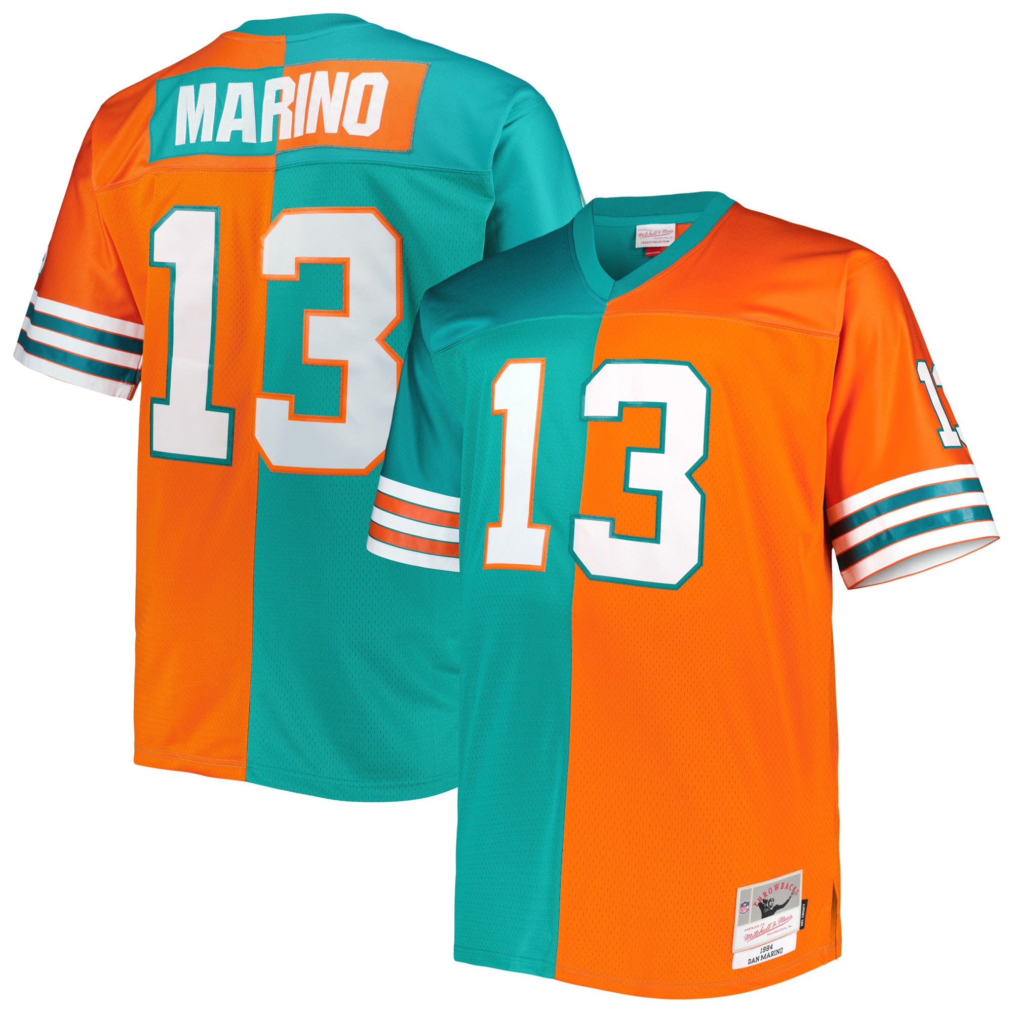 Men’s Miami Dolphins Dan Marino Mitchell & Ness Aqua/Orange Big & Tall Split Legacy Retired Player Jersey