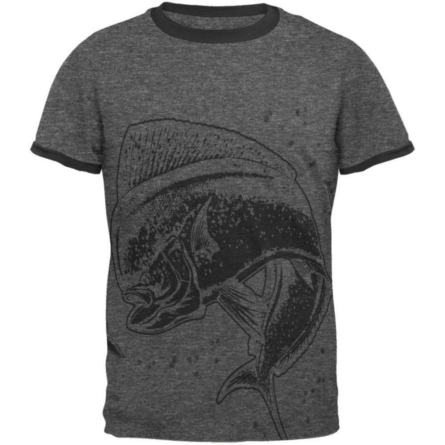 Dorado Mahi Mahi Dolphin Fish Mens Ringer T Shirt