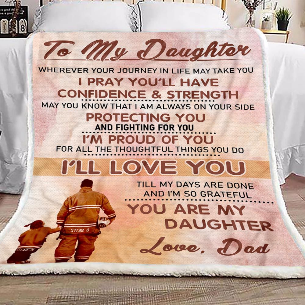 To My Daughter I Pray You’Ll Have Confidence & Strength Fleece Blanket Gift For Daughter From Dad Home Decor Bedding Couch Sofa Soft And Comfy Cozy