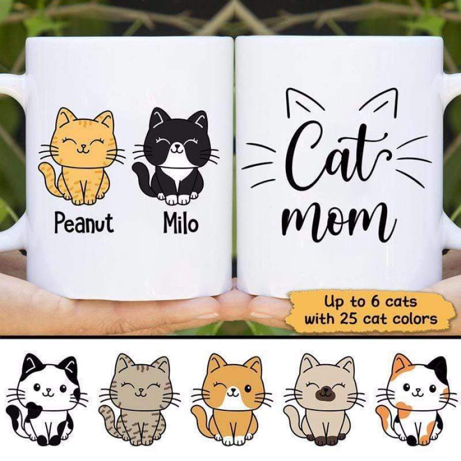 Cat Mom Sitting Cat Cute Personalized Coffee Mug