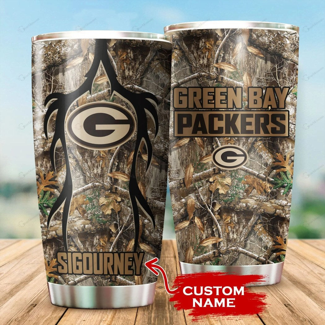 Custom Name Hunting Green Bay Packers Tumbler Mug