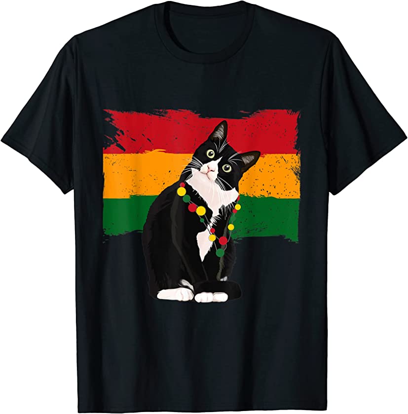 Tuxedo Cat Meow Black History Month African American Tuxie T-Shirt