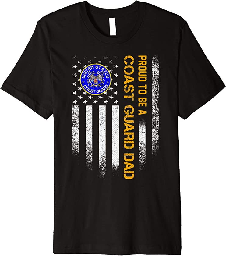 Vintage USA American Flag Proud To Be A Coast Guard Dad Gift Premium T-Shirt