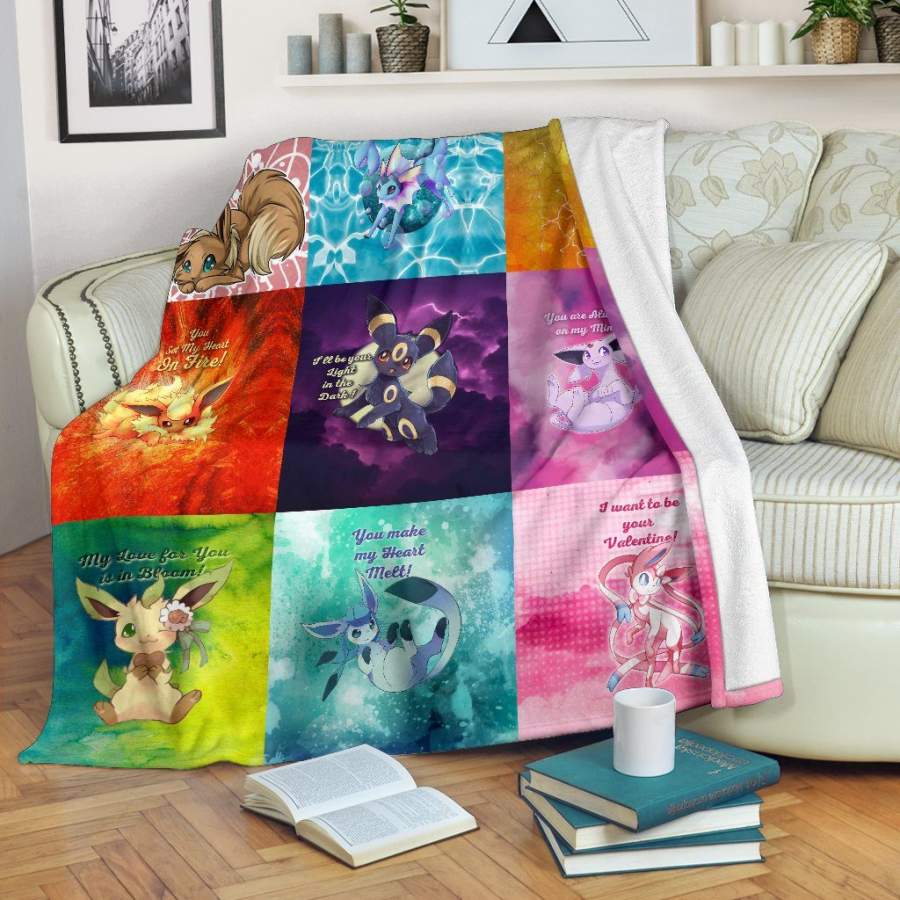 Eeveelutions Love Quotes Fleece Blanket