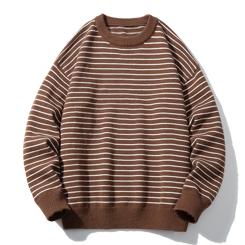 Spring Autumn Causal Sweater Mens Striped Pullover Fashion Harajuku Knitted O Neck Pullovers Men Knitwear Streetwear Plus Size alx