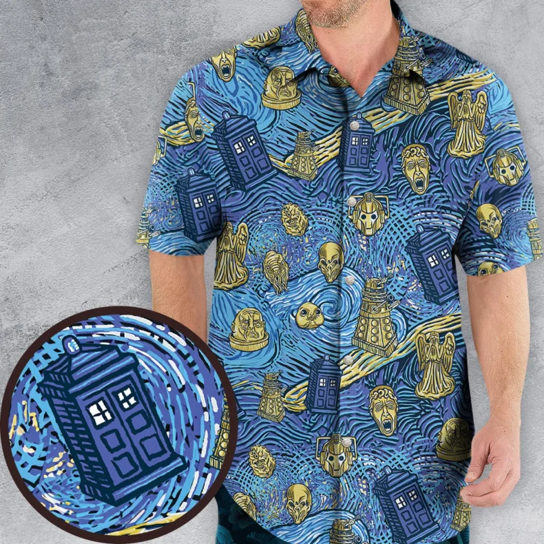 Starry Night Tardis Doctor Who Hawaiian Shirt
