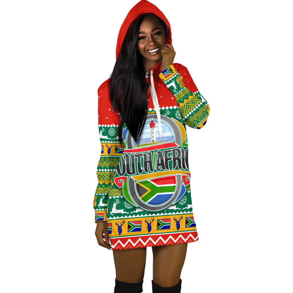 (Custom Personalised) South Africa Christmas Hoodie Dress African Springbok Lt13