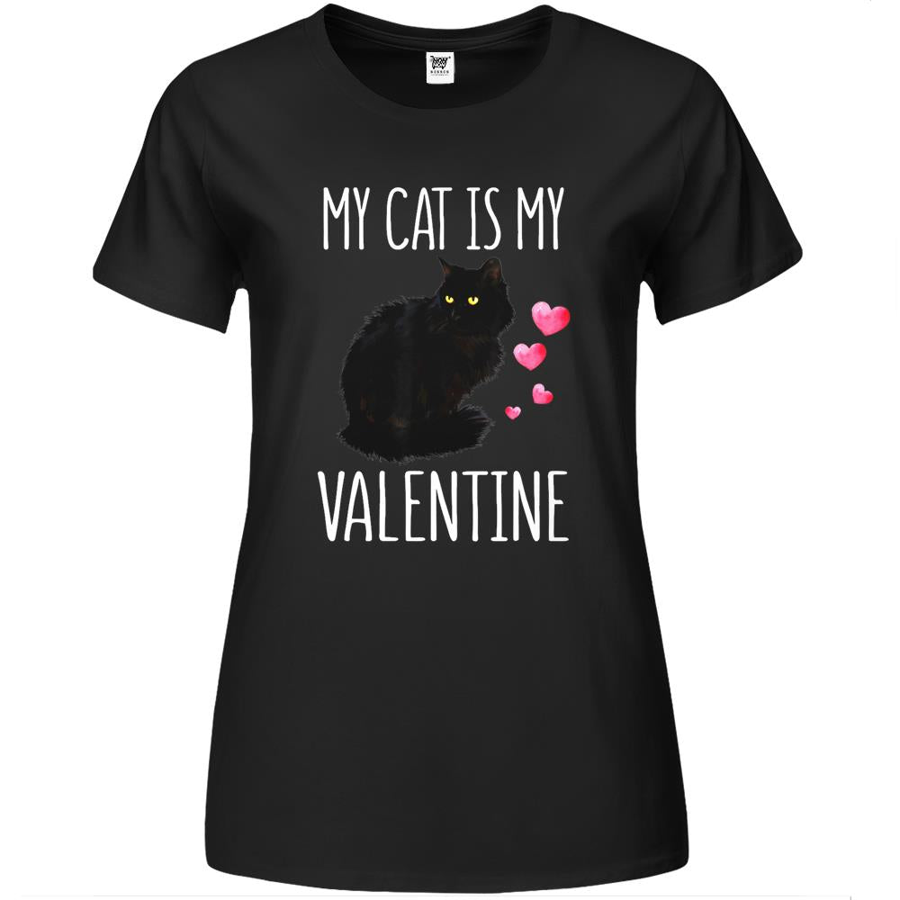 Black Cat Shirt For Valentine’S Day My Cat Is My Valentine Premium Womens T Shirts