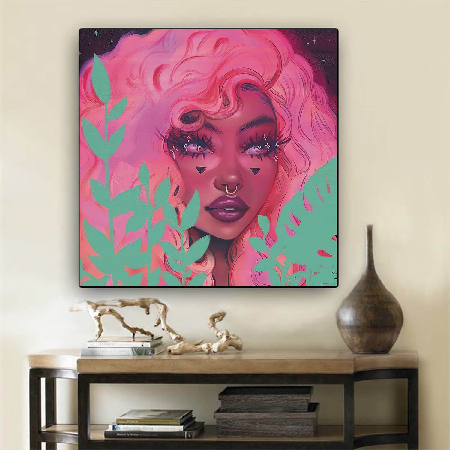 African American Canvas Art Beautiful Melanin Girl Afro American Art Afrocentric Home Decor Ideas BPS39808