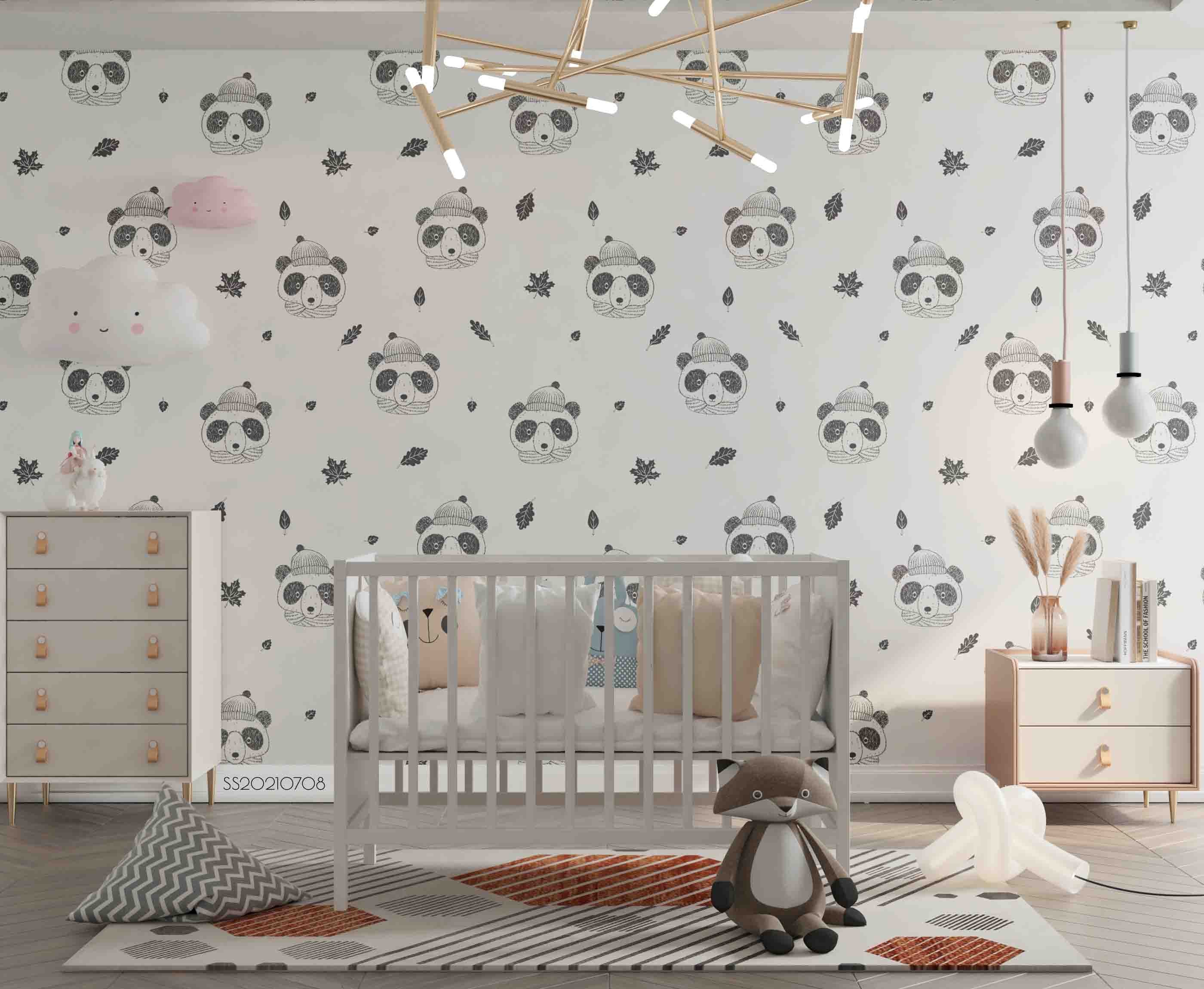 3D Hand Drawn Animal Panda Wall Mural Wallpaper Lqh 63