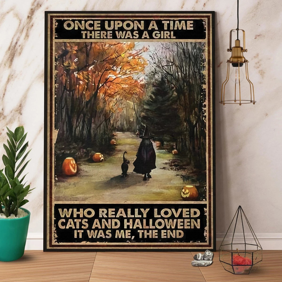 Once Upon A Time There Was A Girl Really Loved Cats And Halloween Canvas Poster Wall Art Decor