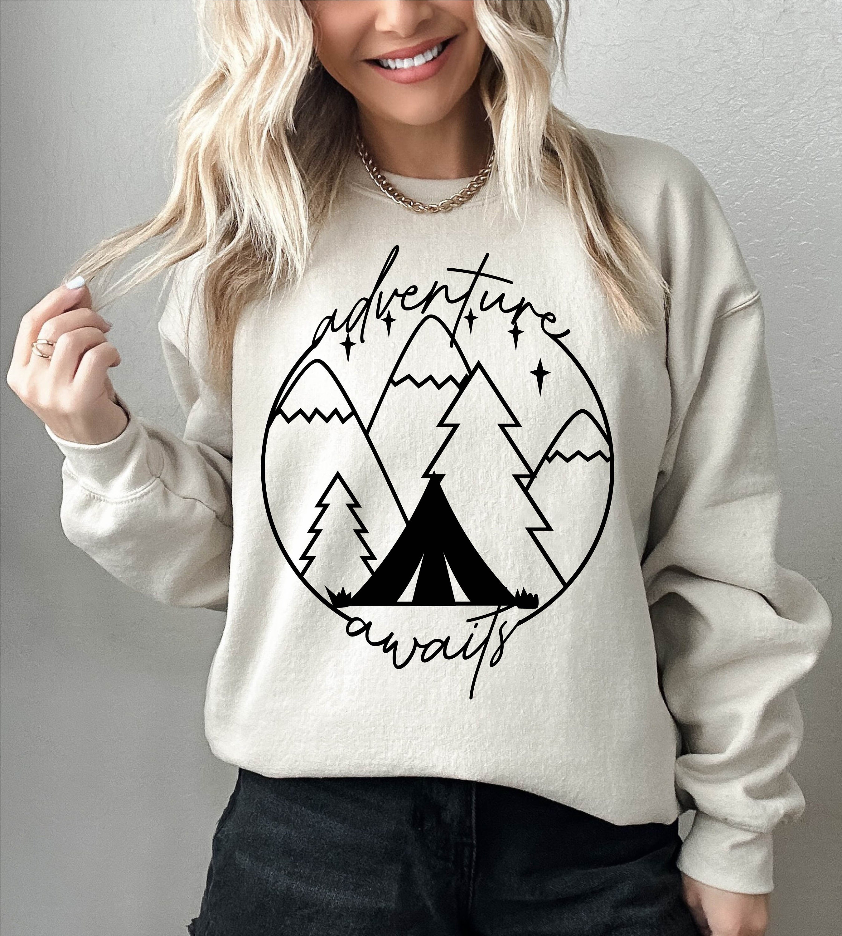 Adventure Sweatshirt, Adventure Awaits Shirt, Camping Shirt, Mountain Shirt, Hiking Shirt, Nature Lover Shirt, Camping Gift, Vacation Shirt