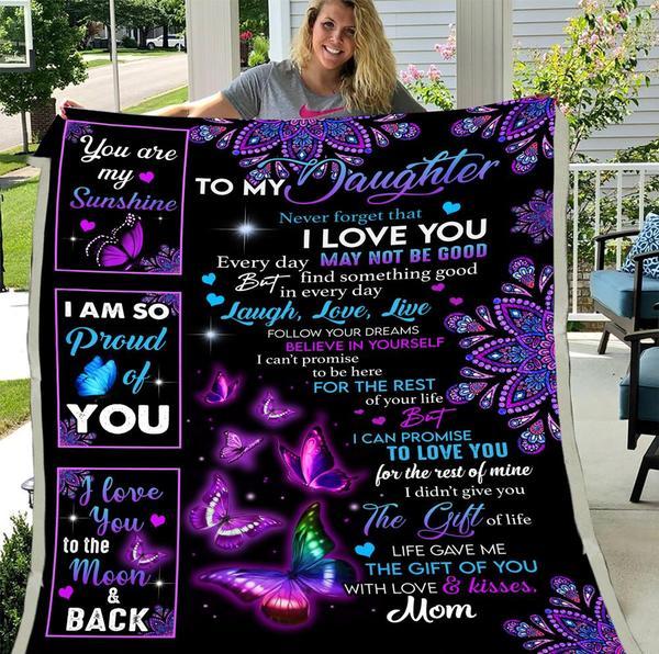 To My Daughter I Am So Proud Of You Fleece Blanket Animal Gift For Family,Birthday,Daughter,Butterflies Lover Gift Home Decor Bedding Couch Sofa Soft And Comfy Cozy