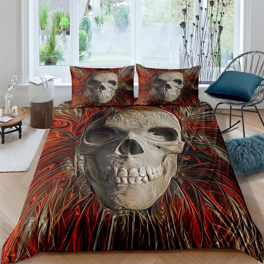 Luxury Bedding Sets 3D Custom Duvet Cover Set Queen/King /Blanket Cover Set Bed Set Halloween Skull Design