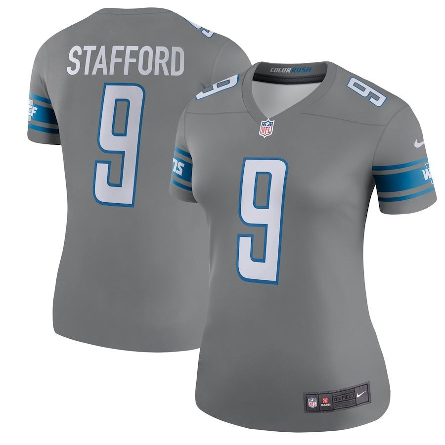 Woman Detroit Lions Matthew Stafford Steel Color Rush Legend Jersey Gifts For Fans