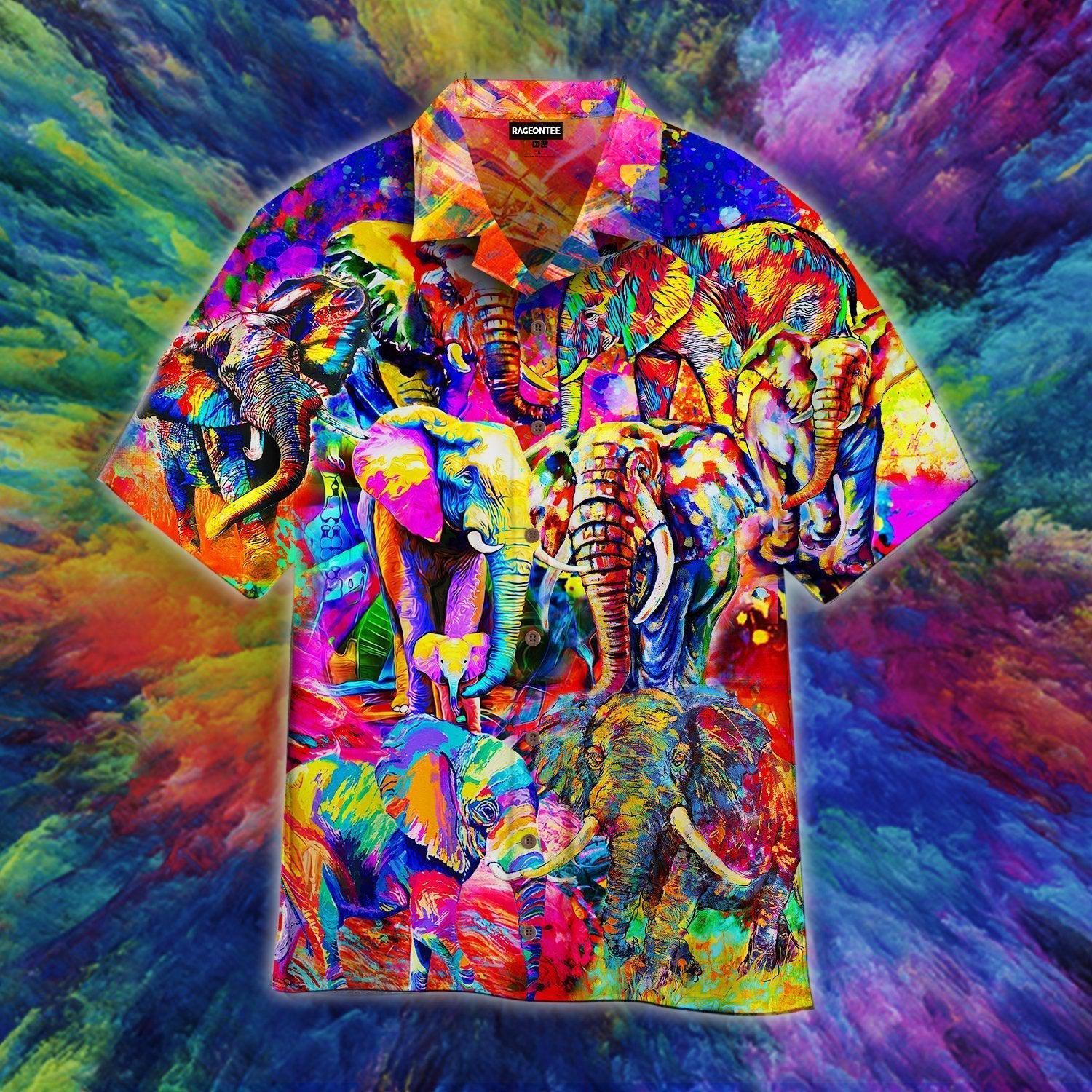 Colorful Elephants Aloha Hawaii Shirt For Men Women Ha73561