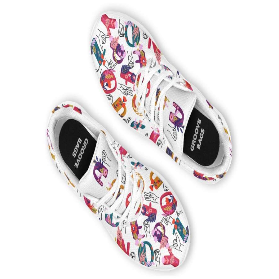 ASL Floral Alphabet Sneakers ReadingLLC