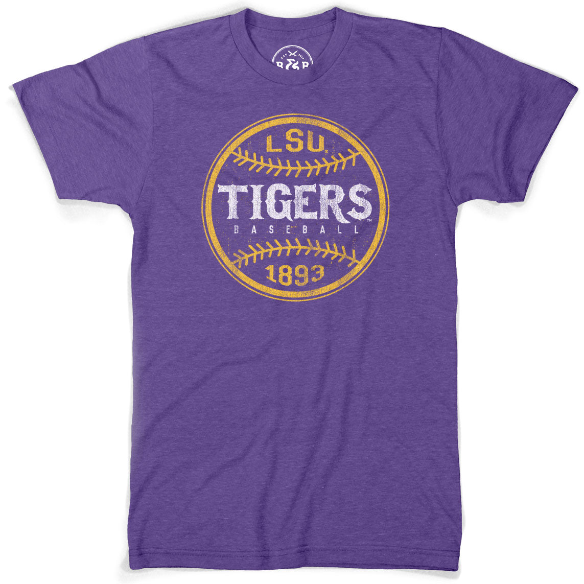 B&B Dry Goods LSU Tigers Baseball Laces Tri-Bend T-Shirt – Purple