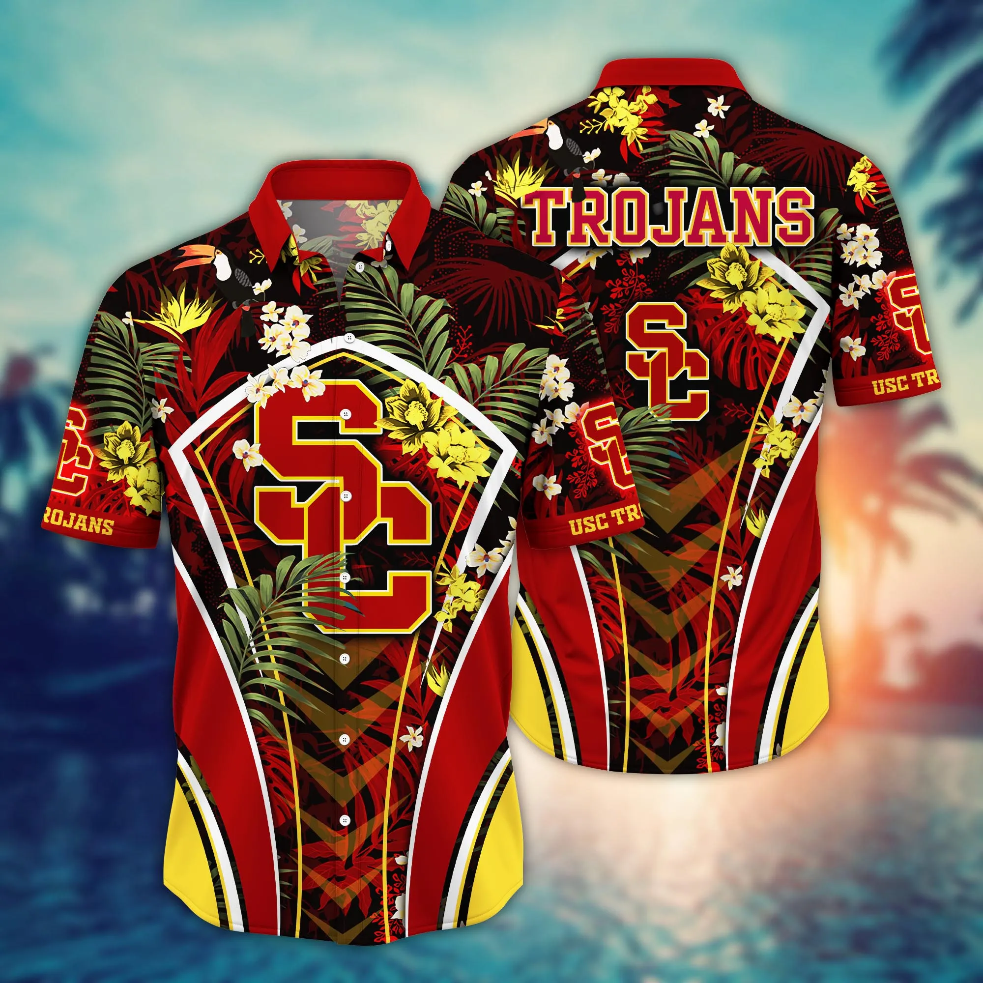 Usc Trojans NCCA Hawaiian Shirt Straw Hats Aloha Shirt