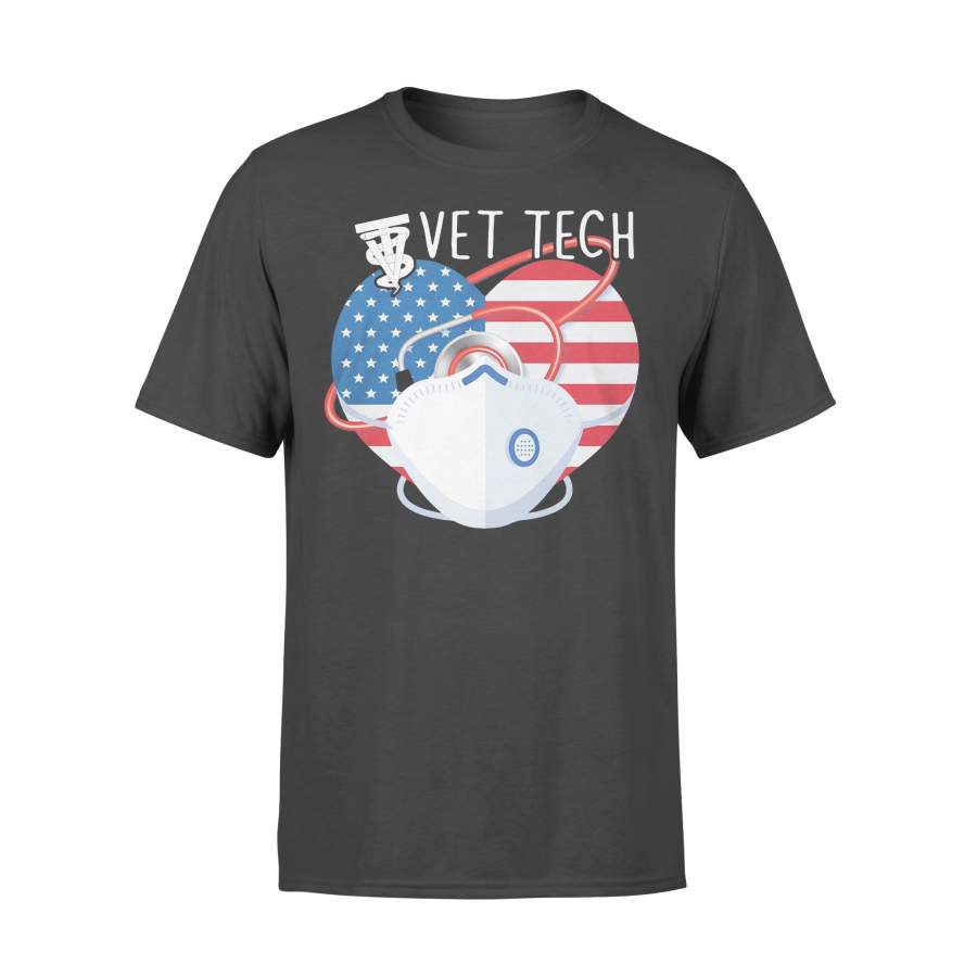 Proud Vet Tech American Flag Heart Shirt