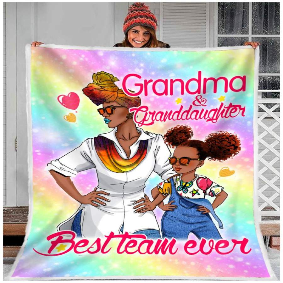 ZALOOO Best Team Ever Grandma and Granddaughter Blanket