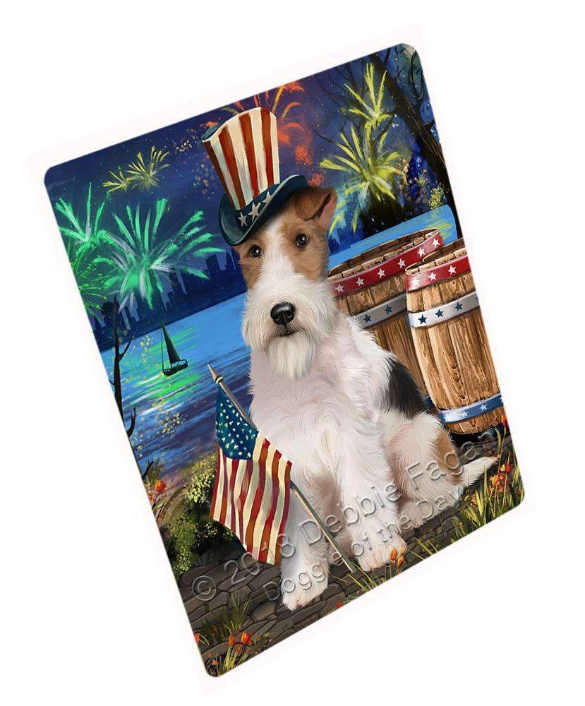 4Th Of July Independence Day Fireworks Wire Hair Fox Terrier Dog At The Lake Blanket Blnkt77403