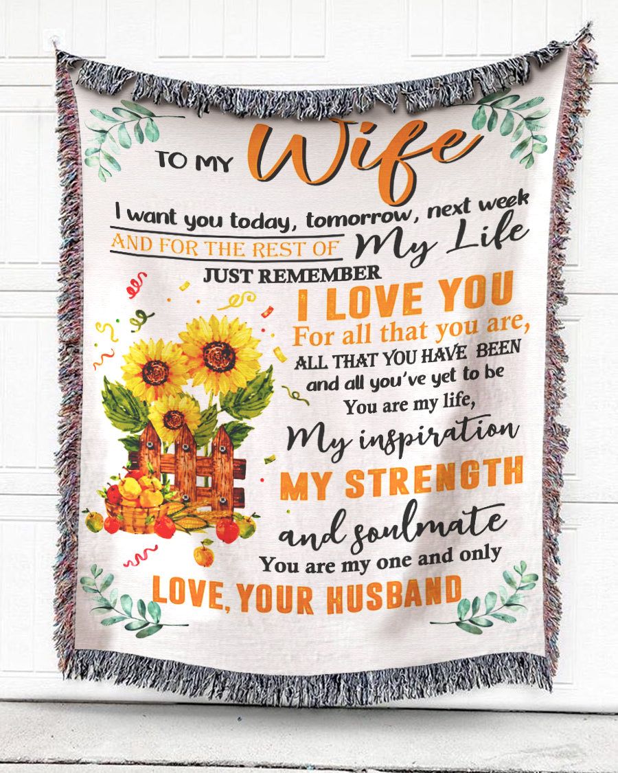 Woven Throw For Wife Wedding Anniversary Gift, One And Only, Cotton Blanket